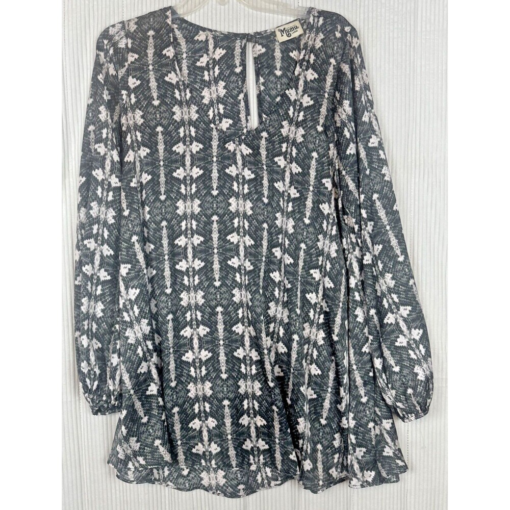 Show me your Mumu Tunic Large gray snakeskin print long sleeve Artsy Whimsgoth